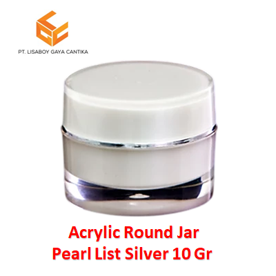 ACRYLIC ROUND JAR PEARL LIST SILVER 10 GR