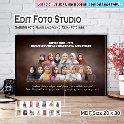 Edit Foto STUDIO + Cetak Bingkai A4 - Gabung Foto - Ganti Background - Pernikahan - Wisuda - Foto keluarga - Wedding