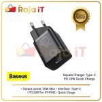 Baseus Kepala Charger Type-C PD Baseus 20W Quick Charge IPHONE 12 Hitam