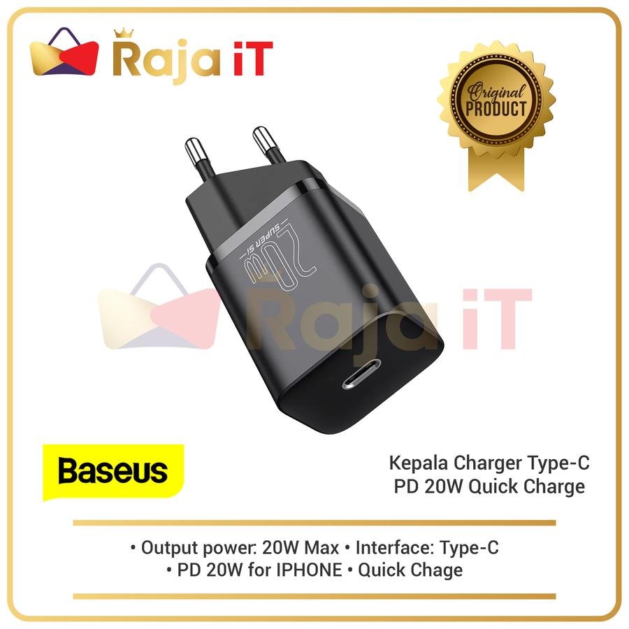 Baseus Kepala Charger Type-C PD Baseus 20W Quick Charge IPHONE 12 Hitam