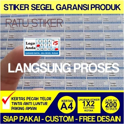 Cetak Express Stiker Segel Garansi ukuran 1x2 cm Kertas Pecah Telor