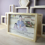 Hadiah Karikatur Bingkai 3D A3 Natural Wood - Perpisahan, Farewell, Purna Tugas dsb - Saffana Desain