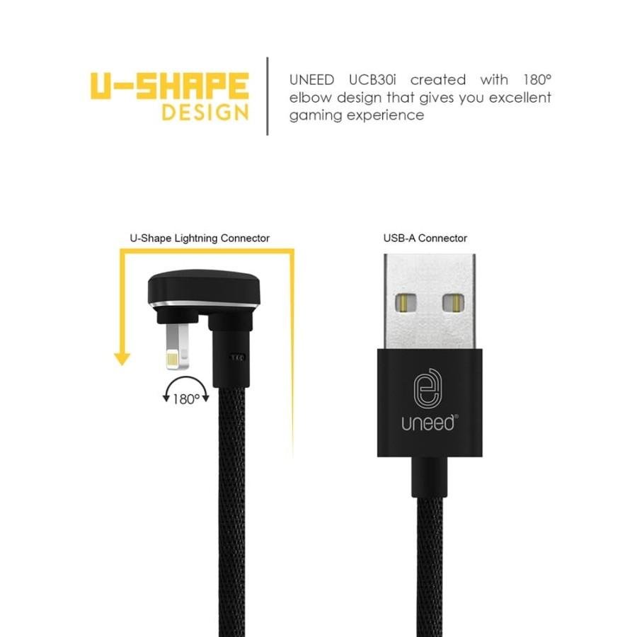 UNEED U Shaped Pro Kabel Data Lightning 1M Fast Charging 2.4A