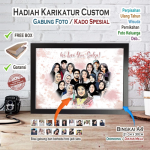 Kado Karikatur 1 - 45 wajah + Bingkai A4 Hadiah Perpisahan Sekolah, Kantoran dsb, souvenir custom