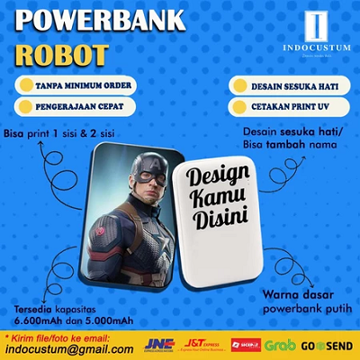 定制打印移动电源机器人 RT7200 双 USB 6600mAh 1 面打印