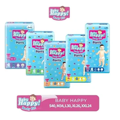 Popok Bayi Baby Happy Fit Pants S40 | M32 | L28 - POPOK BHP L28