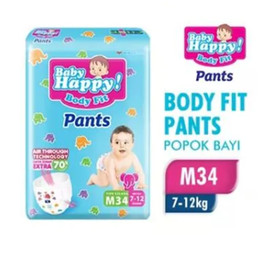 Popok Bayi Baby Happy Fit Pants S40 | M32 | L28 - POPOK BHP L28