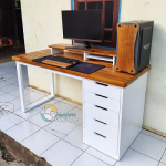 Meja komputer - meja pc - meja gaming - daun top jati laminasi seperti fjl - KAYU - HMR