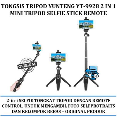 Tongsis Tripod Yunteng YT-9928 2 in 1 Mini Tripod Selfie Stick Remote