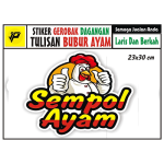 STIKER CUTTING KACA GEROBAK TULISAN SEMPOL AYAM/NAMA TOKO/NAMA USAHA