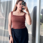 Tanktop Summer Kotak Atasan Crop Top Stretch Rib Ribbed Knit