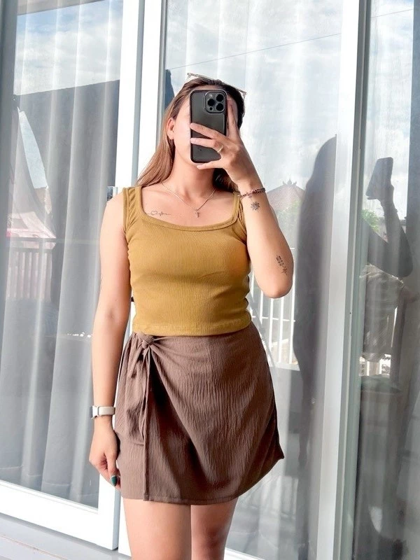 Tanktop Summer Kotak Atasan Crop Top Stretch Rib Ribbed Knit