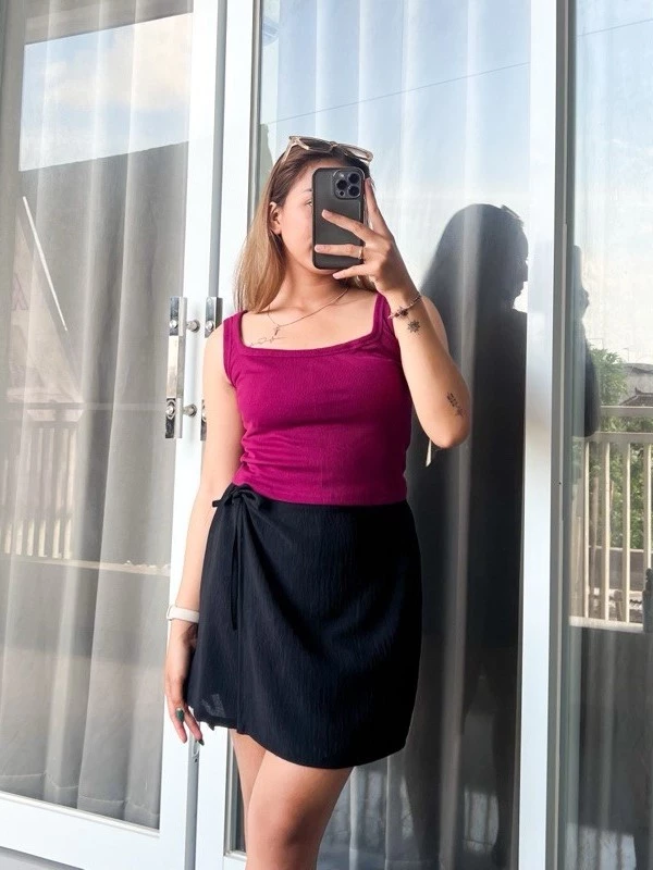 Tanktop Summer Kotak Atasan Crop Top Stretch Rib Ribbed Knit