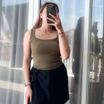 Tanktop Summer Kotak Atasan Crop Top Stretch Rib Ribbed Knit