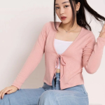 LOEBAS APPAREL CARDIGAN TALI BAHAN RAJUT CROP ATAU CARDIGAN TALI RIB PREMIUM CROP LENGAN PANJANG