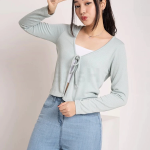 LOEBAS APPAREL CARDIGAN TALI BAHAN RAJUT CROP ATAU CARDIGAN TALI RIB PREMIUM CROP LENGAN PANJANG