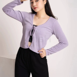 LOEBAS APPAREL CARDIGAN TALI BAHAN RAJUT CROP ATAU CARDIGAN TALI RIB PREMIUM CROP LENGAN PANJANG