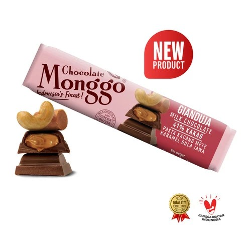 Chocolate Monggo | Gianduja Milk Cokelat Bar 40g | Coklat Kacang Mete - Gianduja