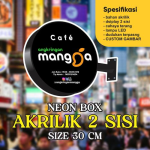 Neon Box Bulat Custom 30 cm, Bahan Akrilik 2sisi, Sudah Terasang Dudukan