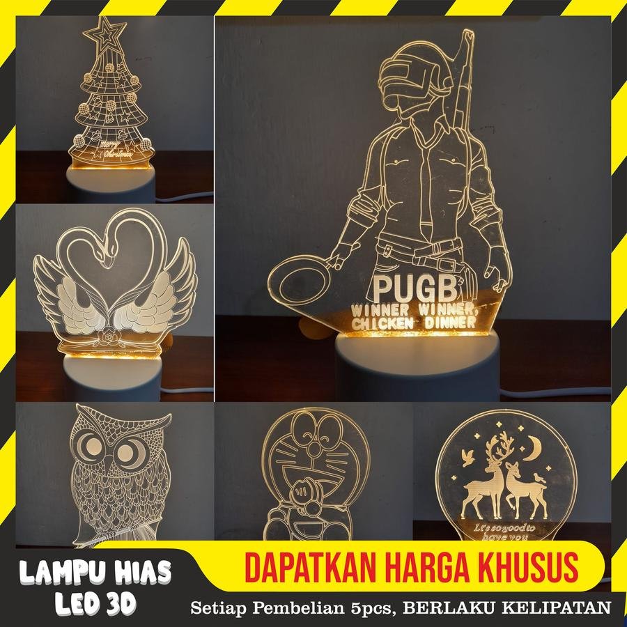 Lampu Aklirik 3D Lampu Tidur Hias 3D Lampu Dekorasi Rumah Acrylic - lampu saja