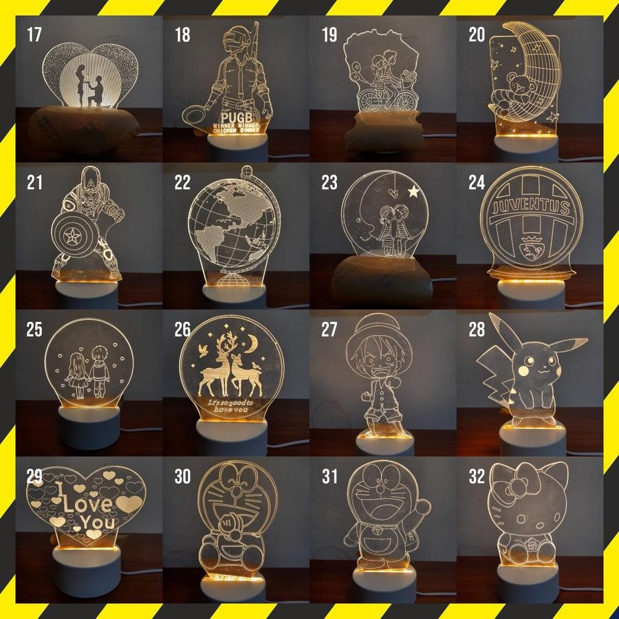 Lampu Aklirik 3D Lampu Tidur Hias 3D Lampu Dekorasi Rumah Acrylic - lampu saja