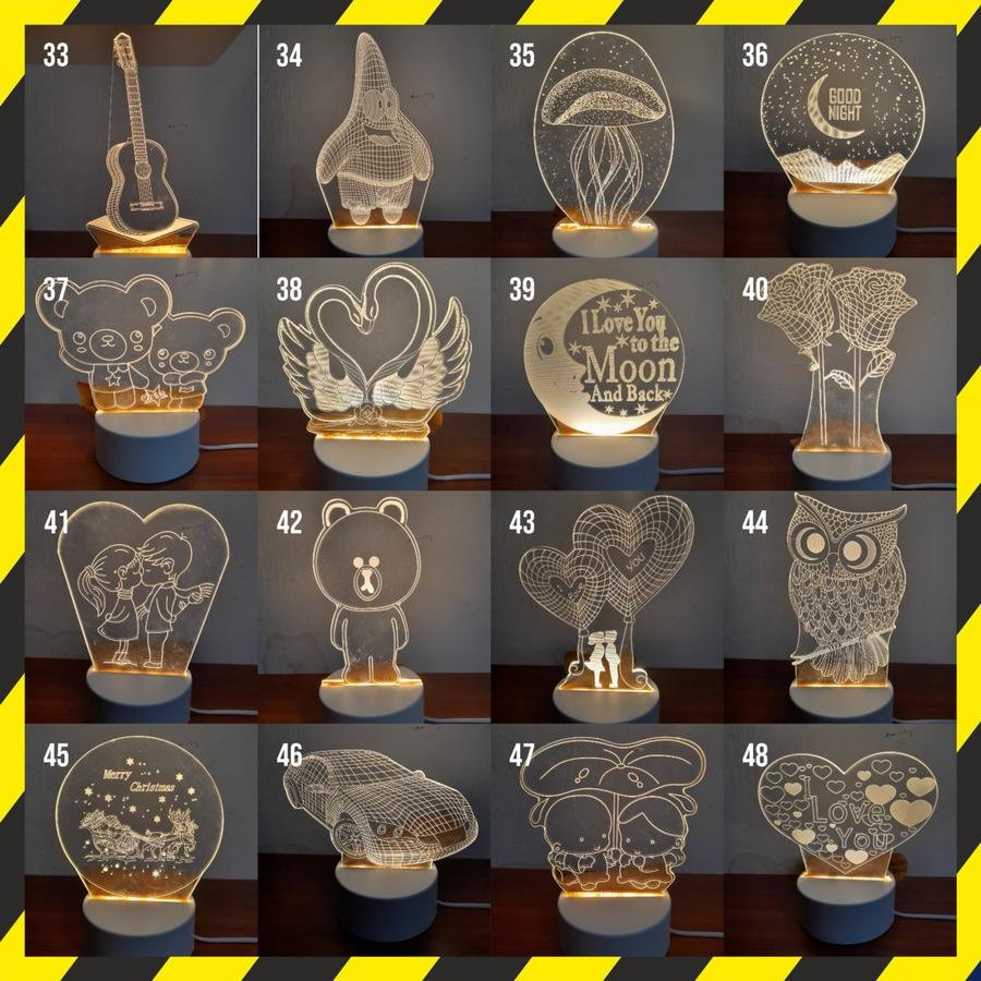 Lampu Aklirik 3D Lampu Tidur Hias 3D Lampu Dekorasi Rumah Acrylic - lampu saja