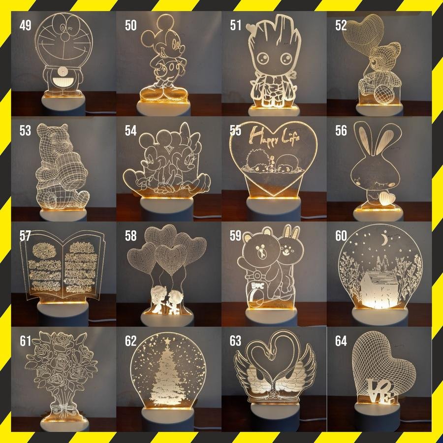 Lampu Aklirik 3D Lampu Tidur Hias 3D Lampu Dekorasi Rumah Acrylic - lampu saja