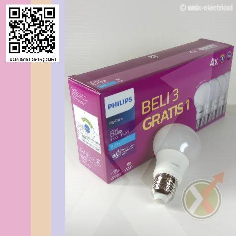 Lampu LED Bulb PHILIPS MyCare 8W (Paket 3+1)