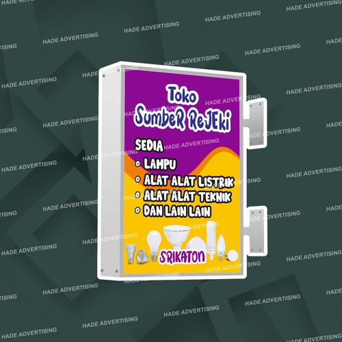 Neon Box 45 x 70 cm Custom Akrilik 2 Sisi Lampu