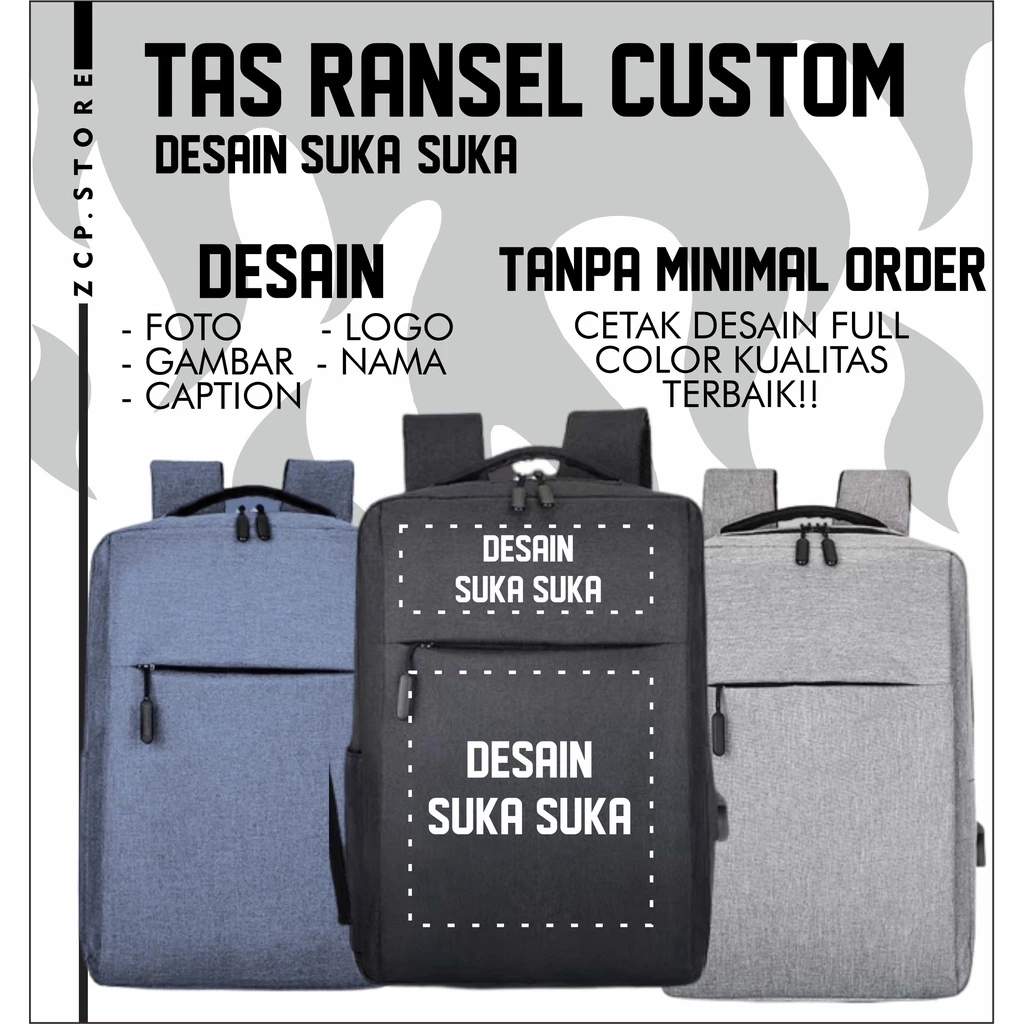 TAS RANSEL CUSTOM | TAS DESAIN SUKA-SUKA | RANSEL KANTOR | RANSEL SEKOLAH
