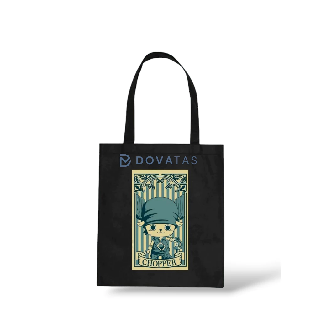 DT - Totebag Hitam Drill Motif One Piece / Totebag Souvenir Unisex