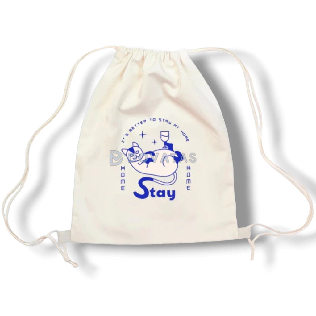 Tas Serut Kanvas Motif BLUE / String Bag