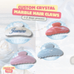 Custom Crystal HairClaw Marble Jepitan Nama Custom Rhinestone | CRUSHONYOU