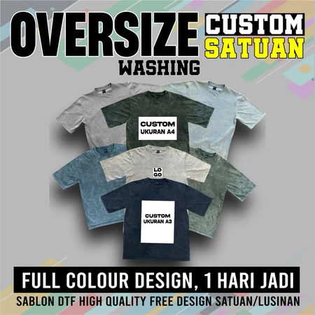 Custom sablon Oversize tshirt washing premium 24s