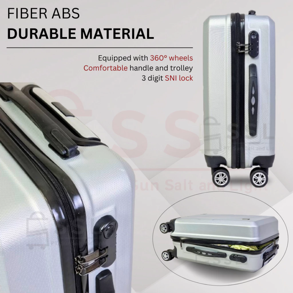 Koper Polos 001 24 Inch Fiber Abs Kunci Tanam Kombinasi 3 Angka Roda 360 Tahan Banting