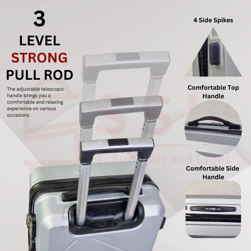 Koper Polos 001 24 Inch Fiber Abs Kunci Tanam Kombinasi 3 Angka Roda 360 Tahan Banting