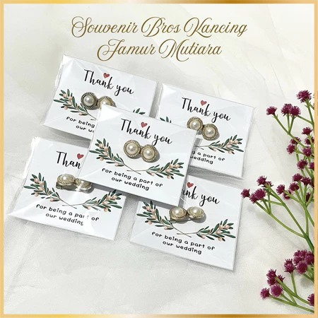 Souvenir Wedding Bros Pin Kancing Mutiara Free Card/Souvenir Pernikahan Nikah Pin Hijab Aestetic Lucu Murah