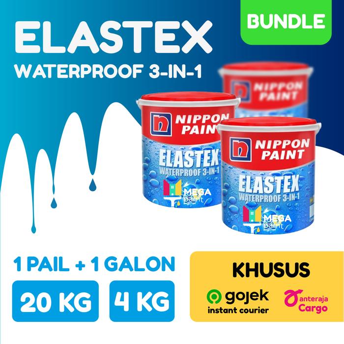 BUNDLE CAT ELASTEX WATERPROOF 20 KG NIPPON PAINT RM 1 PAIL + 2 GLN