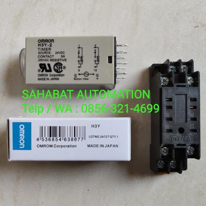H3Y-2 24VDC Delay Time Relay 60 detik + Socket Base Timer H3Y Omron