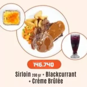 Sirloin Import 200 gr + Blackcurrant + Cream Brulee