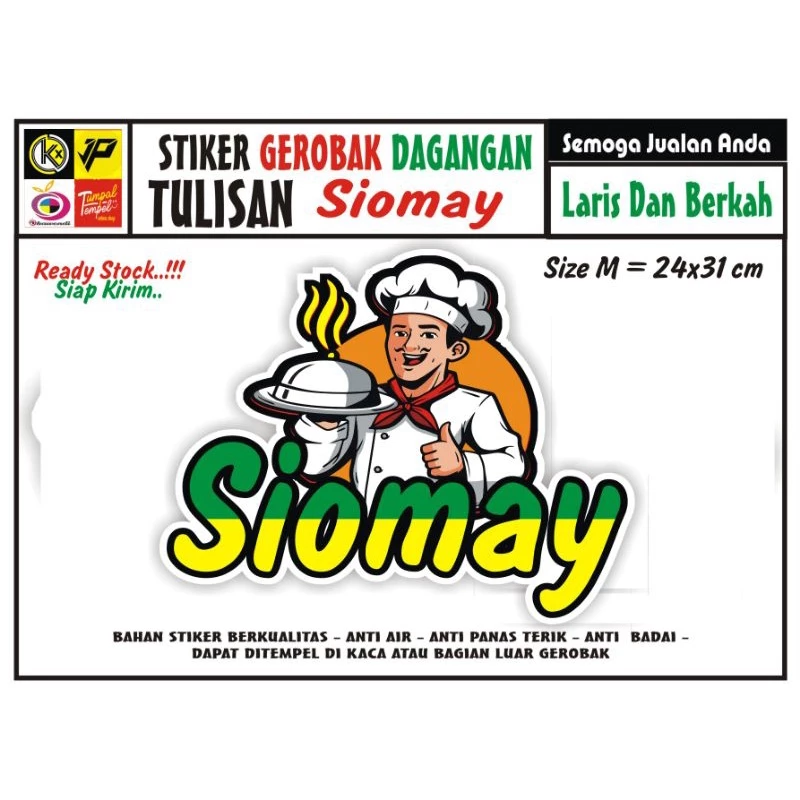 Stiker Kaca Etalase Stiker Gerobak Stiker Nama Toko Nama Usaha Stiker Tulisan Siomay Full Colour