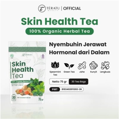 TERATU BEAUTY Skin Health Tea - 30 Tea Bag (Teh Herbal Spearmint untuk Jerawat Hormon dan PCOS)