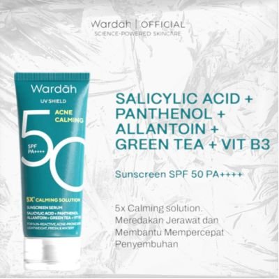 Wardah Original Wardah UV Shield Acne Calming Sunscreen Serum SPF 50 PA ++++ 25ml & 40ml - Love Cosmetics