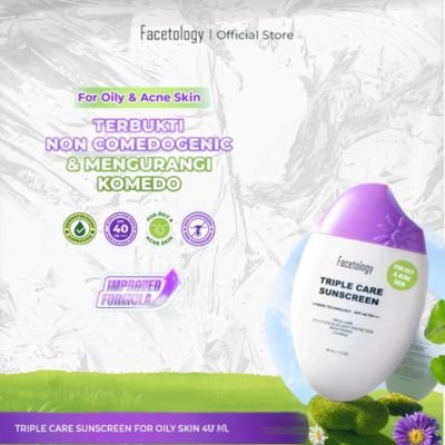 Facetology Oil Control Triple Care Sunscreen For Acne & Oily Skin SPF 40 PA+++ 40ML - Cinta Kosmetik
