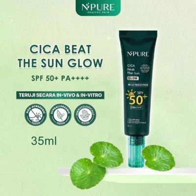 NPURE Cica Beat The Sun Glow SPF 50+ UV Protection 35ml Suncreen Wajah - Cinta Kosmetik