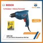 Mesin Bor Kayu Besi 10mm GBM 400 Drill + 27 Pcs Drill & Screwdriver