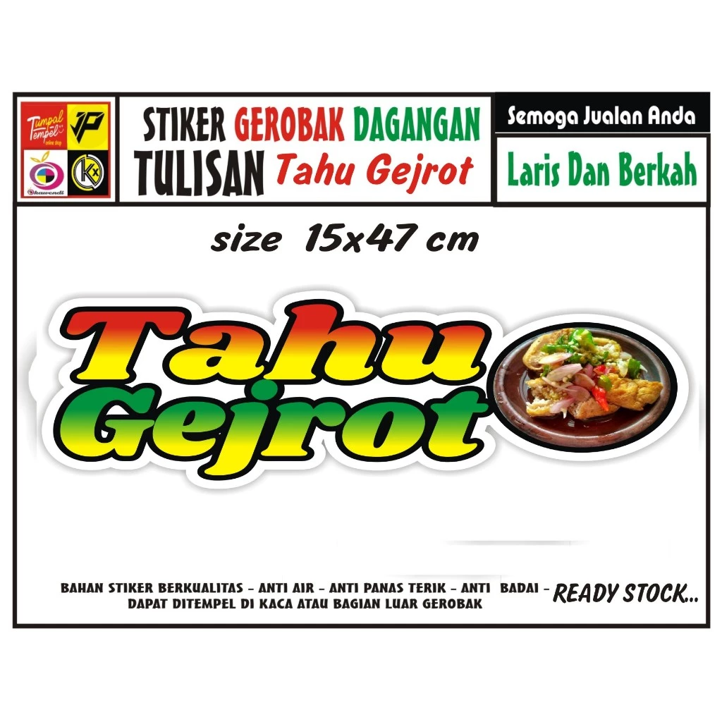 stiker kaca gerobak tulisan tahu gejrot