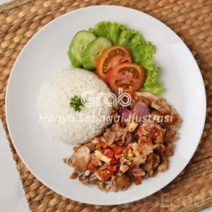 Fried Chicken Rice with matah sambal