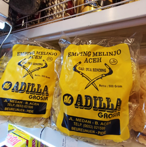 Emping Melinjo Aceh Kuning Cap Dua Rencong Adilla Grosir Mentah