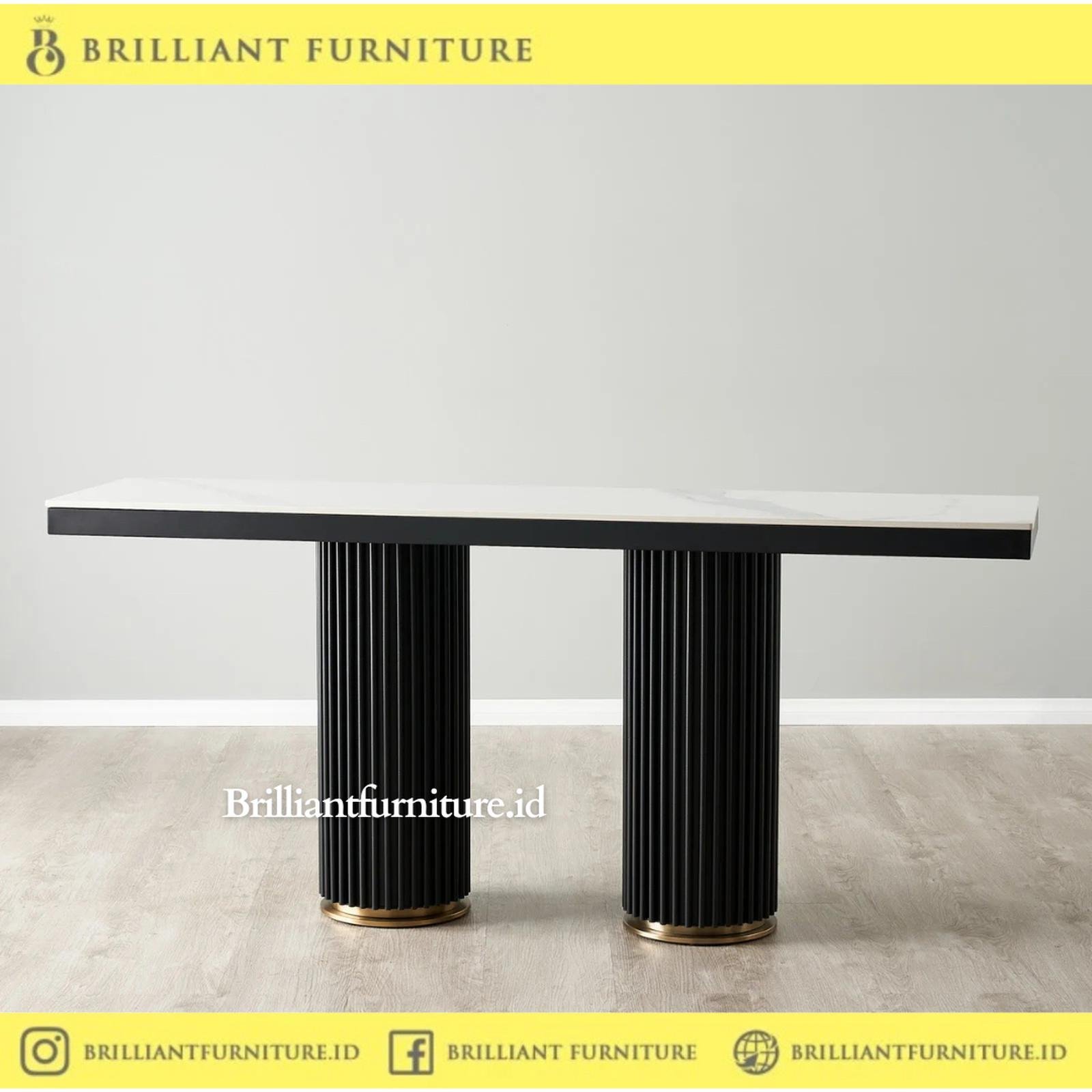 Meja Konsul Minimalis Salur TOP Marmer Kaki Stainless Steel